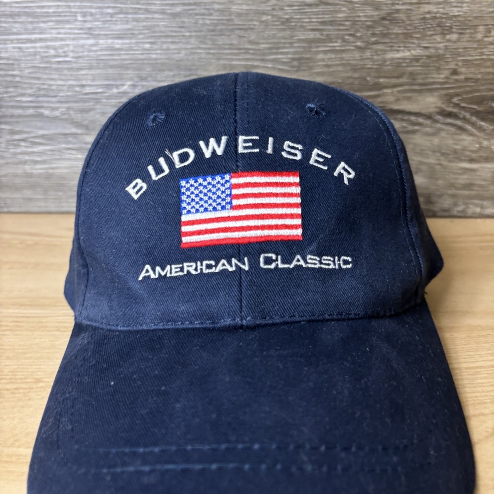 Budweiser Hat Cap Strap Back Embroidered American Classic Flag Mens USA Patrioti - Picture 2 of 8